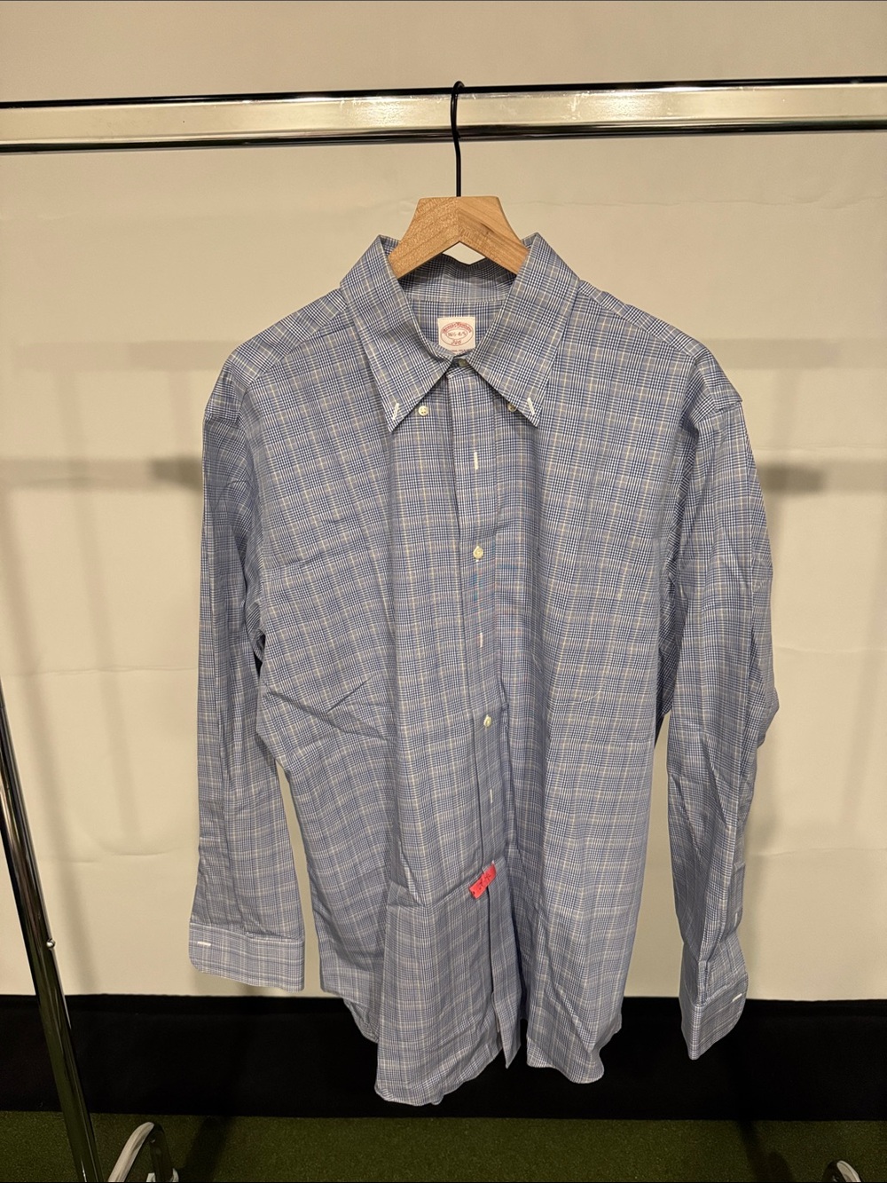 Brooks Brothers Light Blue Windowpane Casual Button-Down Shirt